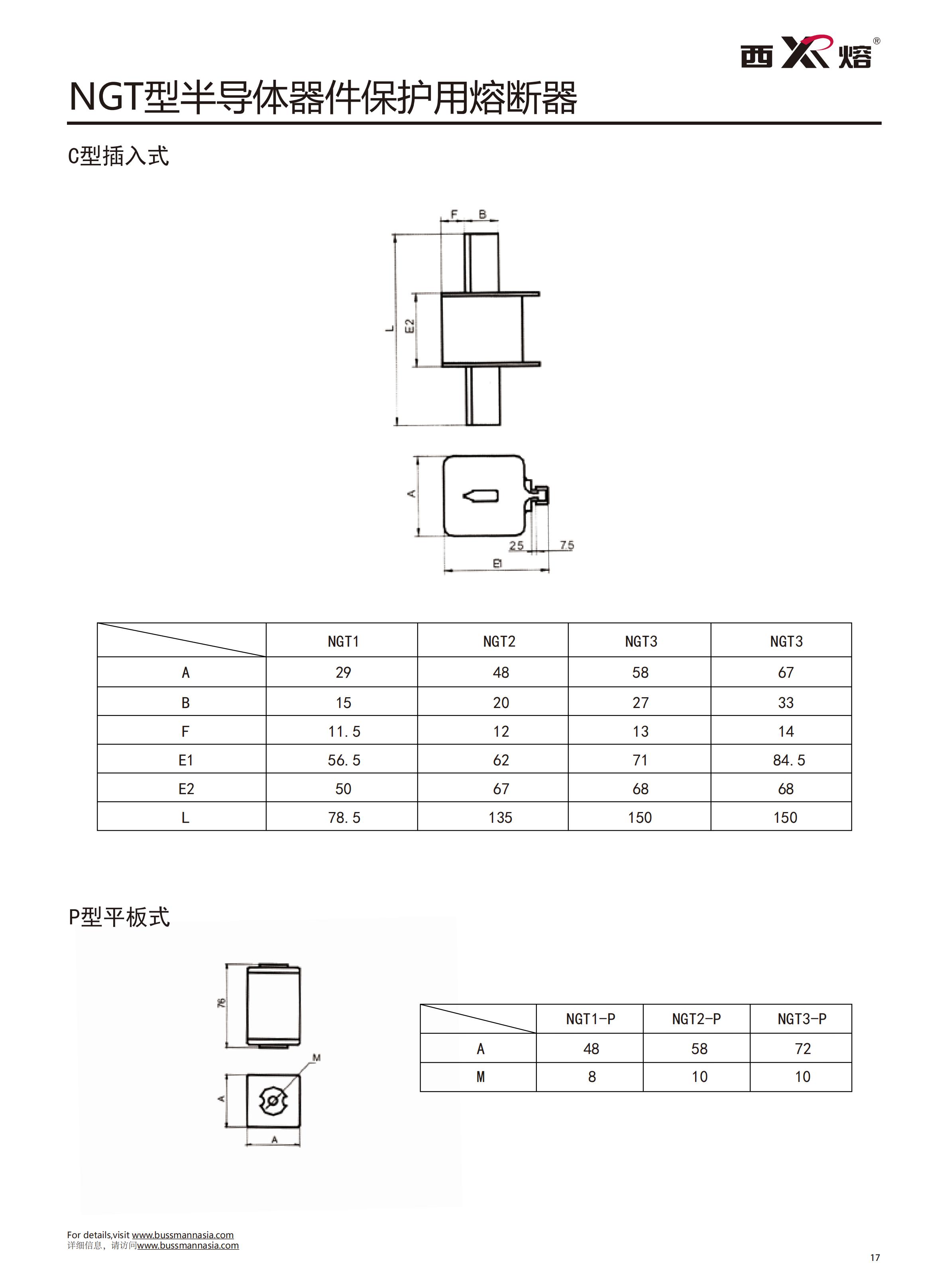 NGT-1 800V快速熔斷器參數